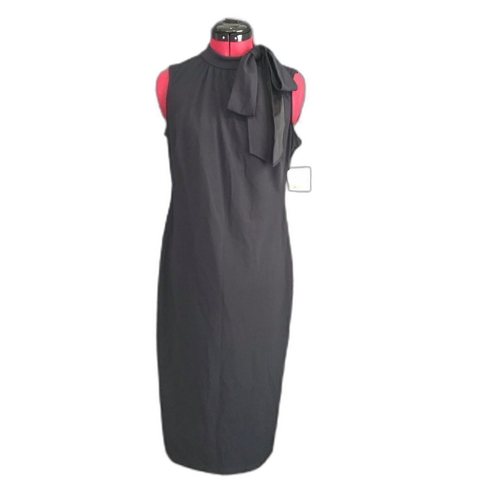 NWT Anne Klein Dress Women’s Size 4 Navy Blue Sleeveless Bow Accent - Picture 8 of 8